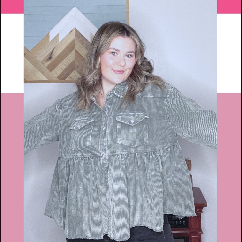 Babydoll Corduroy Button Up